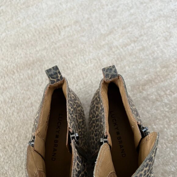 Lucky Brand Basel Animal Print Chunky Heel Ankle Boots Booties Shoes 9.5 - Picture 10 of 11
